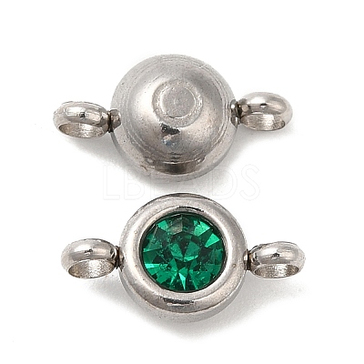 304 Stainless Steel Single Rhinestone Connector Charms STAS-E194-13P-07-1
