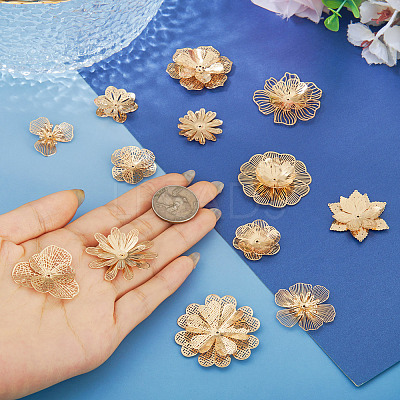 13Pcs 13 Styles Brass Bead Caps KK-TA0008-26KCG-1