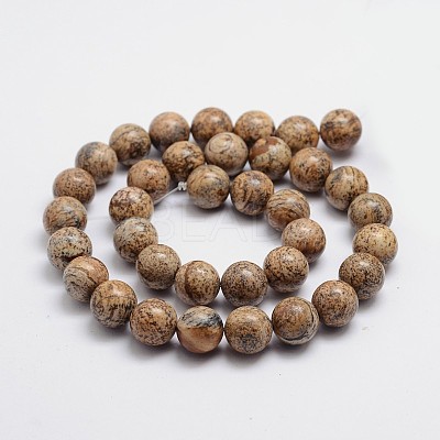 Round Natural Picture Jasper Bead Strands G-L419-89-1