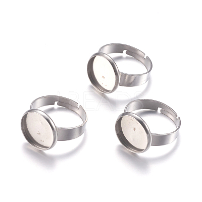 Tarnish Resistant 304 Stainless Steel Pad Ring Settings X-STAS-G173-19P-10mm-1