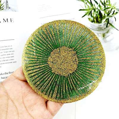Flat Round with Stipe Pattern Cup Mat Silicone Molds DIY-M039-02-1
