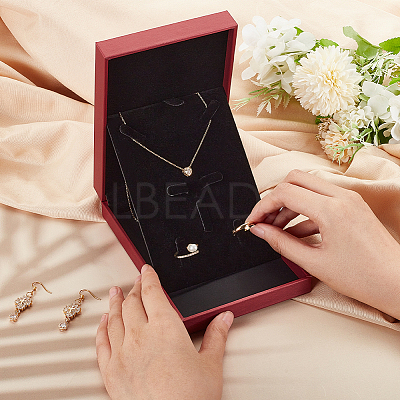 Rectangle PU Leather with Lint Jewelry Storage Box AJEW-WH0505-86A-02-1