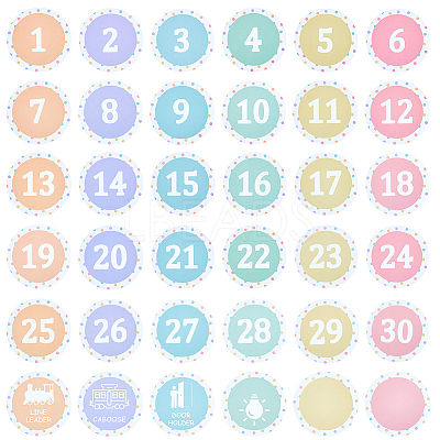 36Pcs 36 Styles Flat Round Paper Blank Label Stickers DIY-WH0308-853A-1