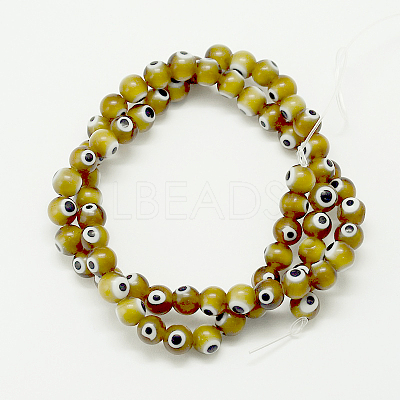 Handmade Evil Eye Lampwork Round Bead Strands LAMP-L055-8mm-02-1