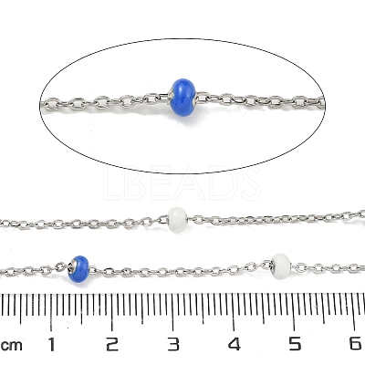304 Stainless Steel Enamel Link Chains AJEW-Z028-09P-03-1