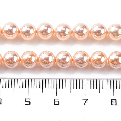 UV Plating Pearlized Glass Pearl Beads Strands GLAA-F128-01A-T7-1