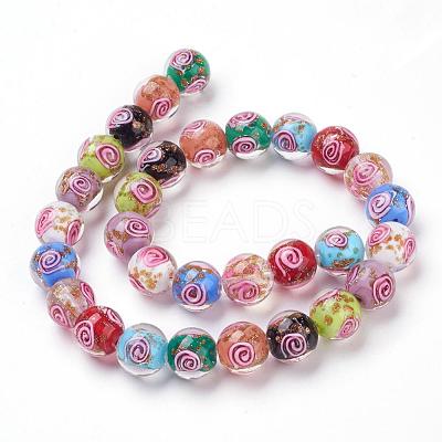 Handmade Gold Sand Lampwork Beads Strands LAMP-L072-G09-1