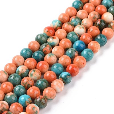 Synthetic Ocean White Jade Round Bead Strands G-M165-6mm-04-1