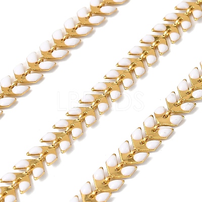 Brass Enamel Leaf Link Chains CHC-F021-02G-06-1