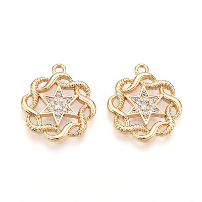 Brass Micro Pave Cubic Zirconia Pendants KK-N262-108B-G-1