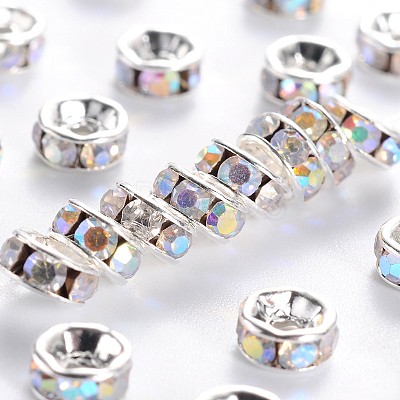 Brass Grade A Rhinestone Spacer Beads RSB035NF-02-1
