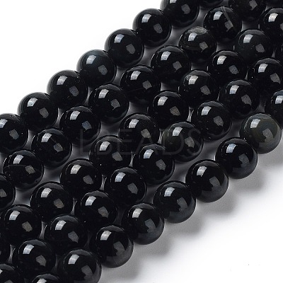 Natural Obsidian Beads Strands G-G099-10mm-24-1
