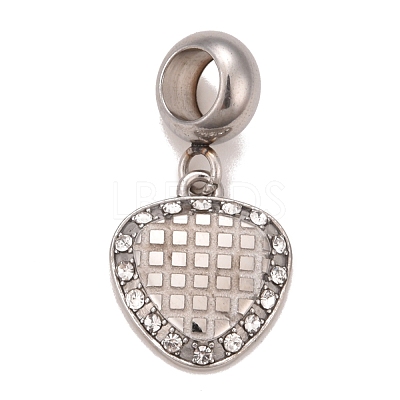 304 Stainless Steel Crystal Rhinestone European Dangle Charms STAS-F278-17P-1