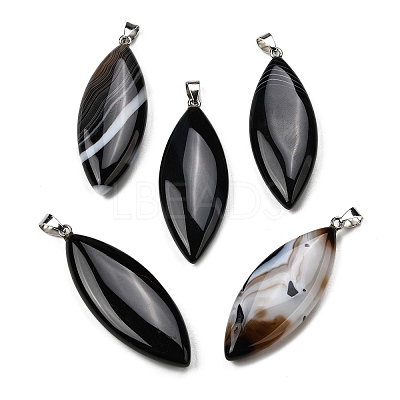 Natural Black Banded Agate(Dyed & Heated) Big Pendants G-F820-06P-1