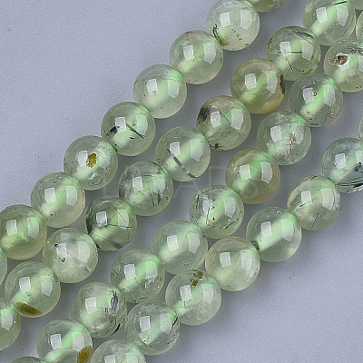 Natural Prehnite Beads Strands X-G-S333-6mm-032-1