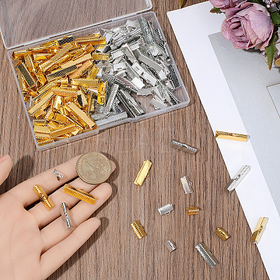 200Pcs 10 Styles Alloy Ribbon Ends FIND-SC0021-78-1