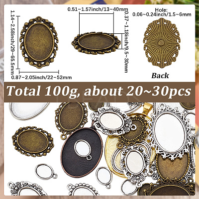 1Bag Alloy Pendant Cabochon Settings FIND-SC0023-79B-01-1