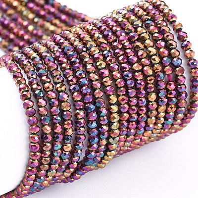 Electroplate Glass Beads Strands X-EGLA-F149-FP-03-1