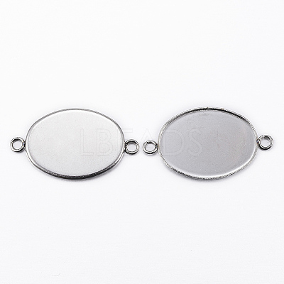 Tarnish Resistant 304 Stainless Steel Cabochon Connector Settings X-STAS-H394-01P-1