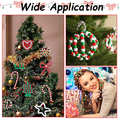 800Pcs 5 Colors Christmas Theme Opaque Plastic Beads KY-SP0001-09-1