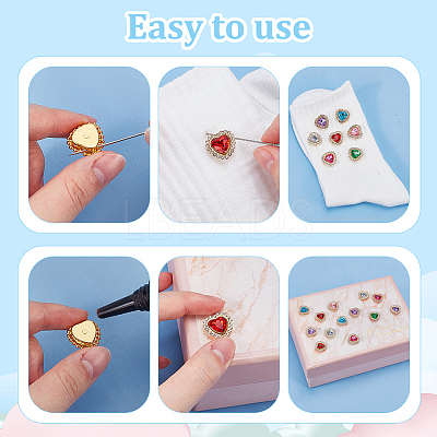 70Pcs 7 Colors Heart Sew on Rhinestones GLAA-AR0001-84-1