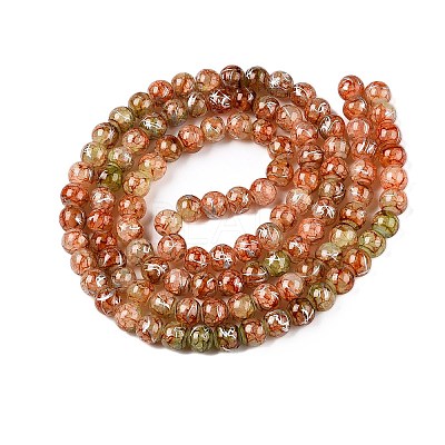 Drawbench Crackle Glass Beads Strands GLAA-N006-8mm-08-1