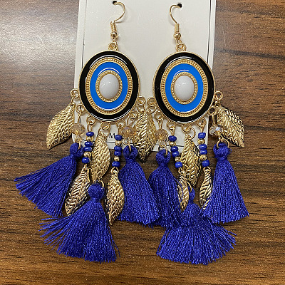 Alloy Oval Chandelier Earrings FS-WGD7741-07-1