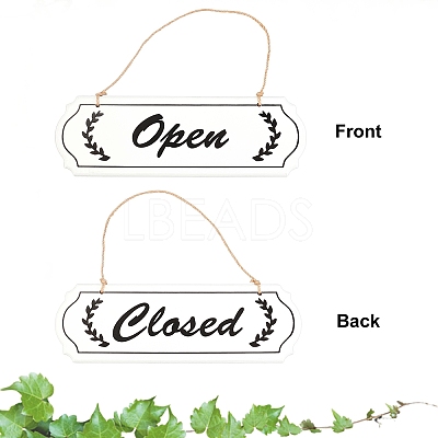 Closed & Open Sign Natural Wood Door Hanging Decoration for Front Door Decoration HJEW-CN0001-02-1