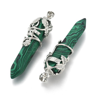 Synthetic Malachite Pointed Pendants G-O164-02-P02-1