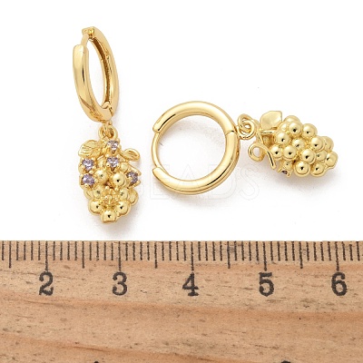 Brass Cubic Zirconia Hoop Earrings EJEW-Q015-02G-D-1