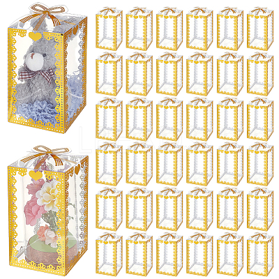 Folding Heart Print Transparent PVC Gift Packing Boxes CON-WH0085-192C-01-1