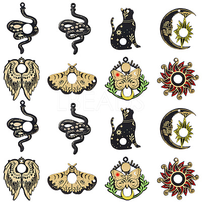 16Pcs 8 Styles Opaque Printed Acrylic Pendants OACR-SC0002-26-1
