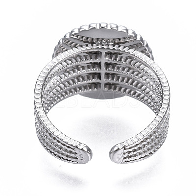 Non-Tarnish 304 Stainless Steel Open Cuff Finger Ring Cabochon Settings STAS-T060-06P-1