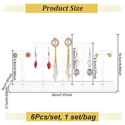 Detachable Acrylic 5 T-Bar Earrings Display Risers EDIS-FG0001-54-1