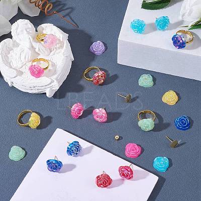 DIY Rose Flower Earring & Finger Ring Making Kit DIY-SZ0008-45-1