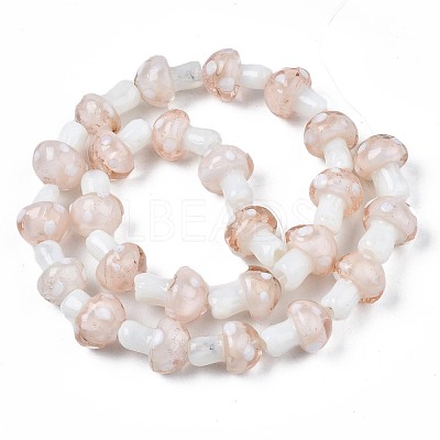 Mushroom Handmade Lampwork Beads Strands LAMP-R116-28-1