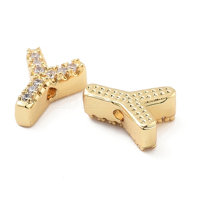 Rack Plating Brass Micro Pave Clear Cubic Zirconia Beads KK-G500-30G-Y-1