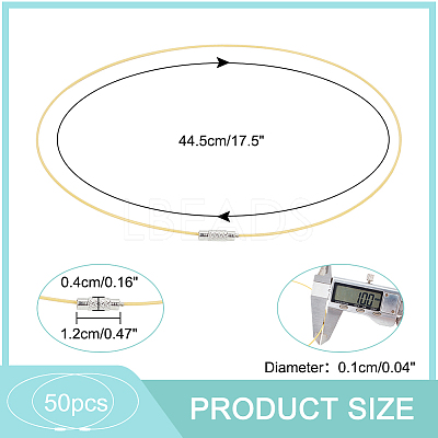 50Pcs Stainless Steel Wire Necklace Cord DIY Jewelry Making TWIR-NB0001-03-1