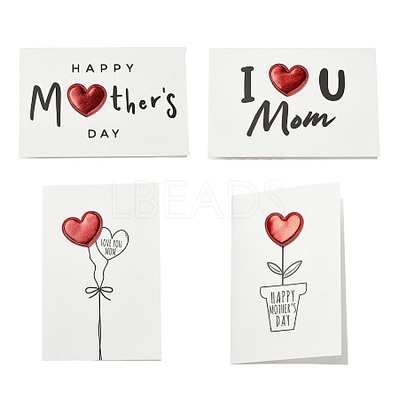 4Pcs 4 Styles Kraft Paper Greeting Cards AJEW-FS0001-29-1