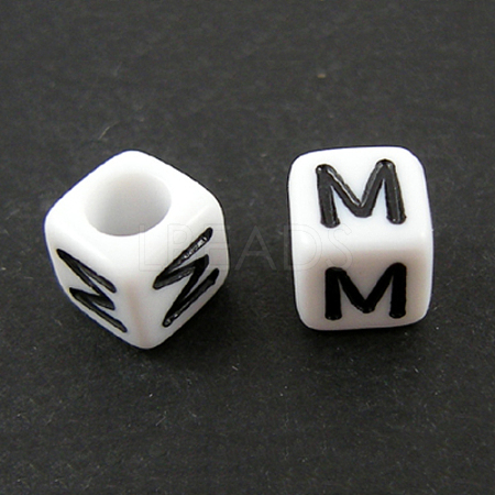 Letter Acrylic European Large Hole Beads OPDL-R050-10mm-M-1