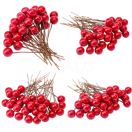 200Pcs Foam Artificial Red Holly Berries Model AJEW-GF0012-34-1