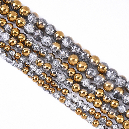 3 Strands 3 Styles Electroplated Crackle Glass Beads Strands EGLA-YW0005-12A-1