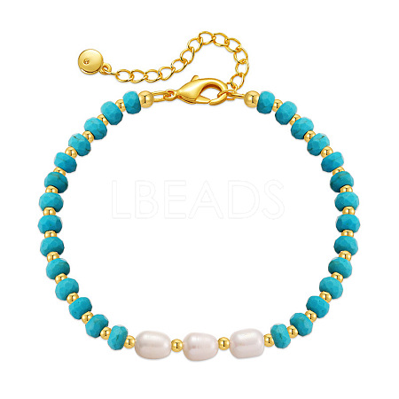 Natural Pearl & Synthetic Turquoise Beaded bracelet EY2763-1