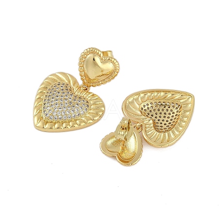 Rack Plating Brass Heart Stud Earrings for Women EJEW-D280-06G-1