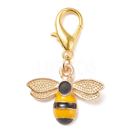 Alloy Enamel Bees Pendant Decorations HJEW-JM00661-03-1