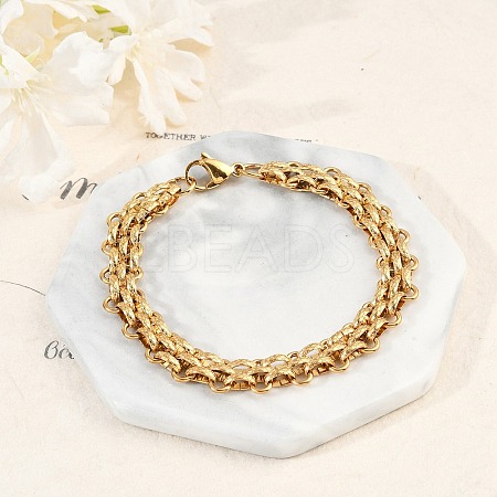 304 Stainless Steel Rope Chain Bracelets for Women Men BJEW-F488-35G-1