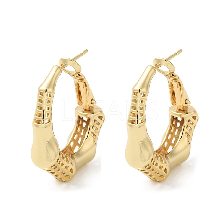 Rack Plating Brass Bamboo Stick Hoop Earrings for Women EJEW-A027-03G-1