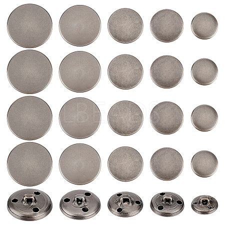 Olycraft 50Pcs 5 Styles 3-Hole Brass Buttons BUTT-OC0001-47B-1