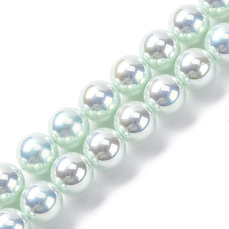 UV Plating Pearlized Glass Pearl Beads Strands GLAA-F128-01B-T13-1