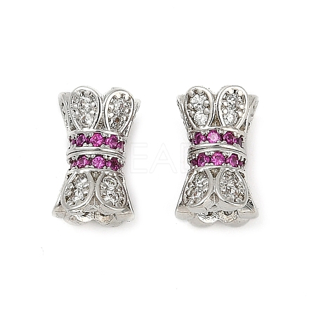 Brass Micro Pave Cubic Zirconia Screw Clasps KK-H202-15P-1